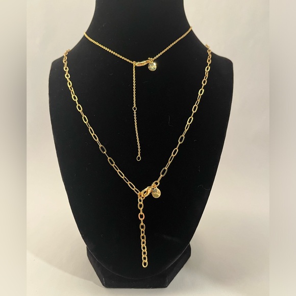 NWOT Stella & Dot Fortuna Gold-toned Necklace Set with Mother of Pearl - Picture 2 of 2